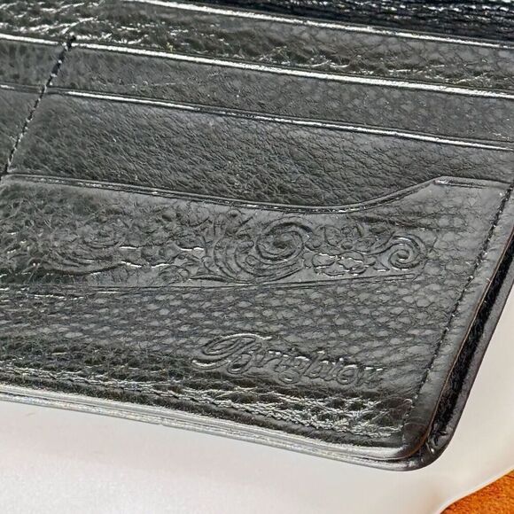 BRIGHTON Wallet Organizer Black Genuine Leather Croc Embossed Silver Accent - Picture 7 of 14